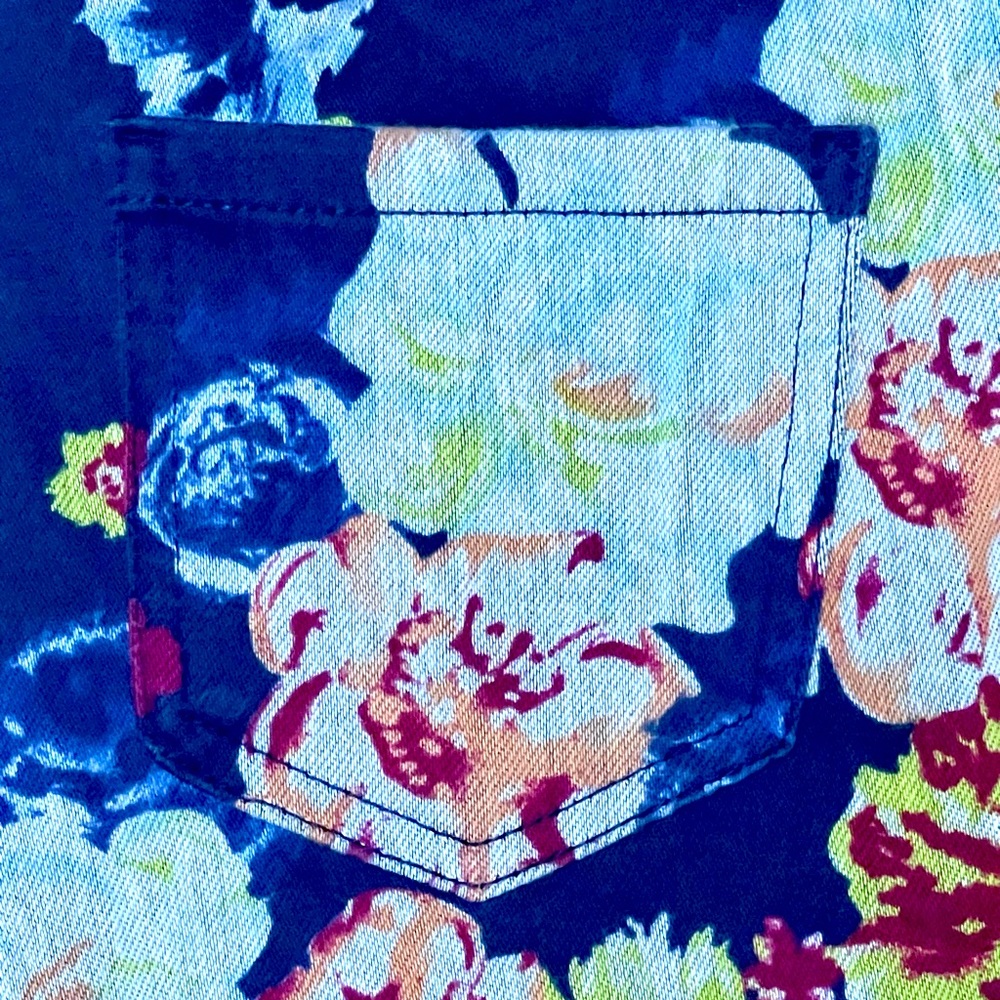 Faded Glory Navy Blue Floral Leggings